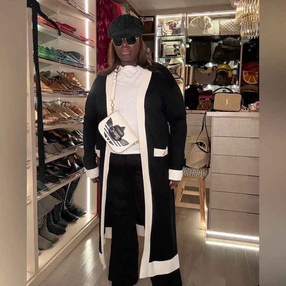 Black and White Long Cardigan - Picture 6 of 6